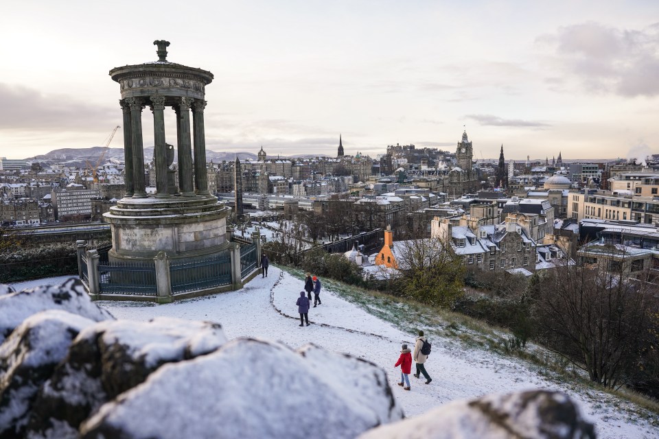 People seen walking in the snow in Edinburgh yesterday