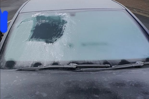 A driver has been fined for not clearing the ice from his car properly