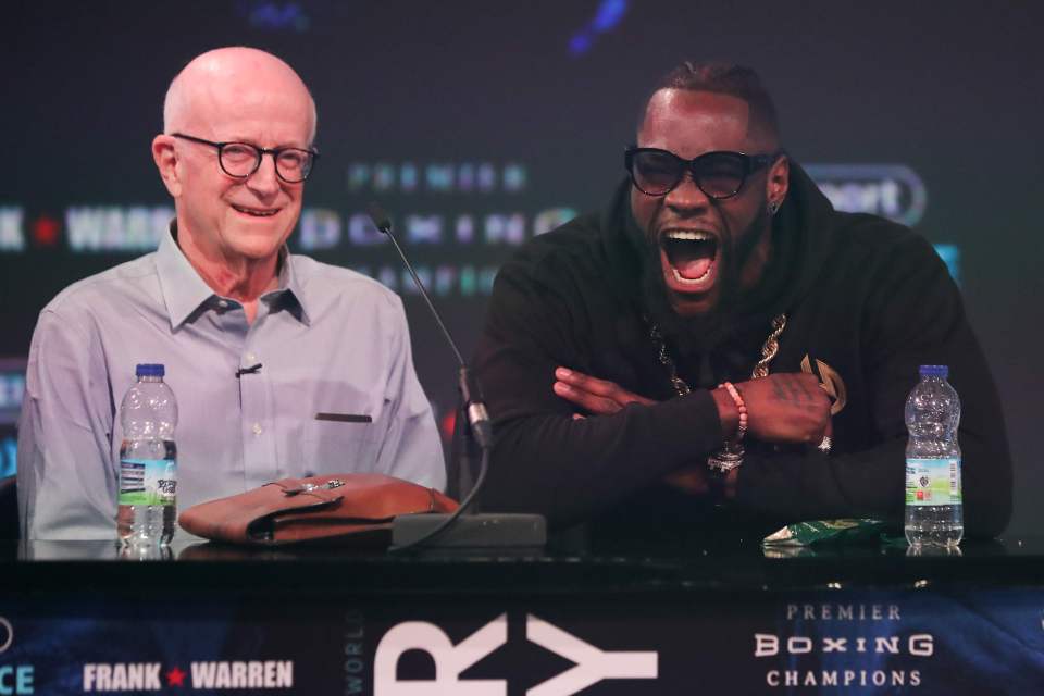 Deontay Wilder and his manager Shelly Finkel at a press conference.