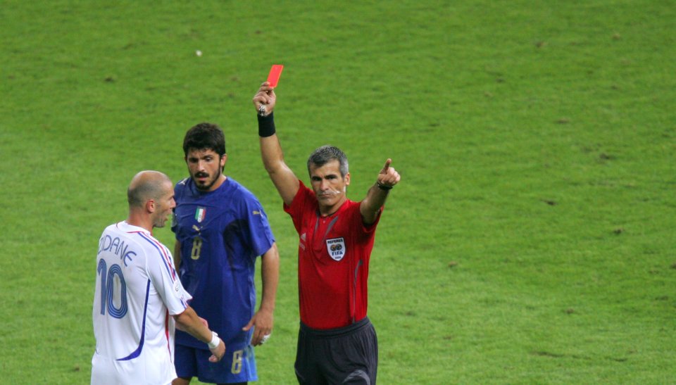Zizou was shown a red card in the final match of his career