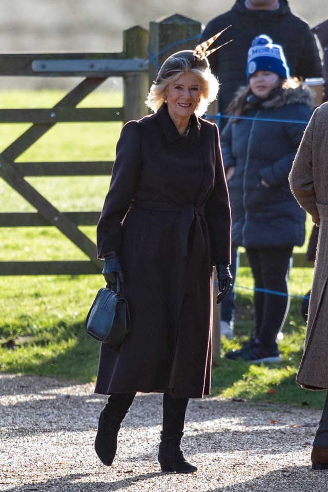 Queen Camilla was with her husband as they attended a church service in Sandringham