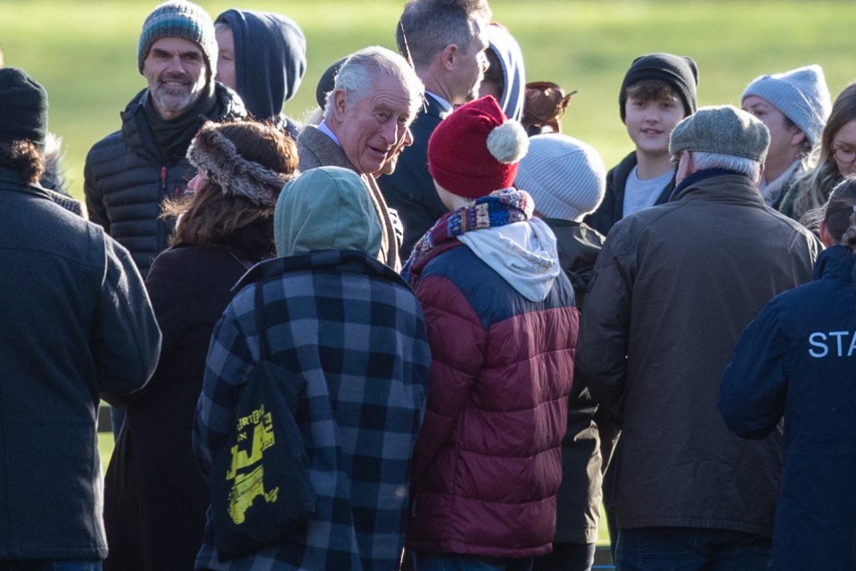The Monarch was seen greeting royal fans who had come to visit
