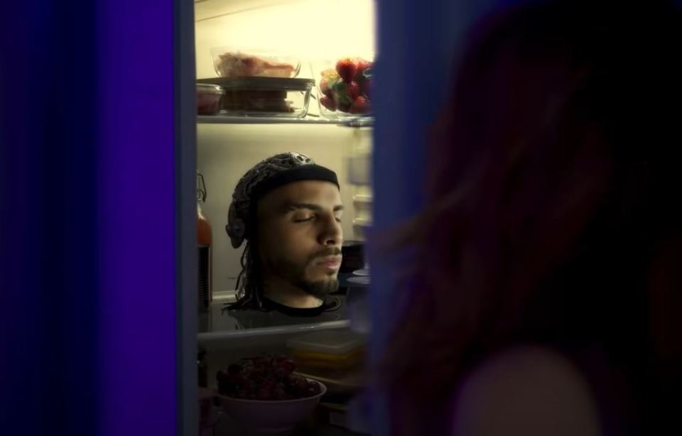 Shakira opening the fridge in her new music video