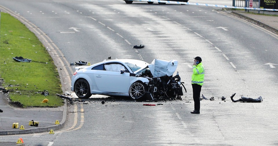 The aftermath of the crash on Monday - with Justyna killed days before her birthday