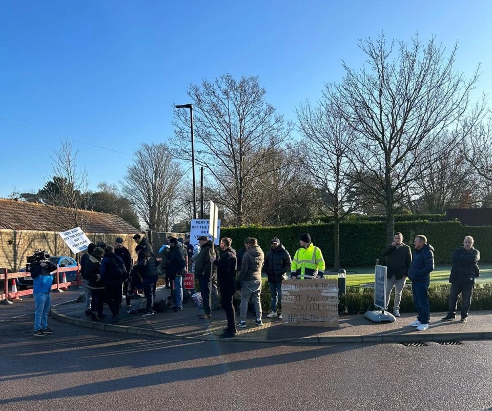 Tottenham fans protested outside the training ground