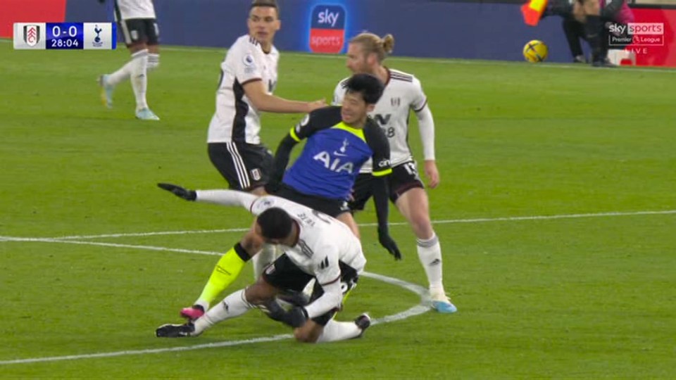 Fans could not believe Son was only shown a yellow despite VAR checking the incident