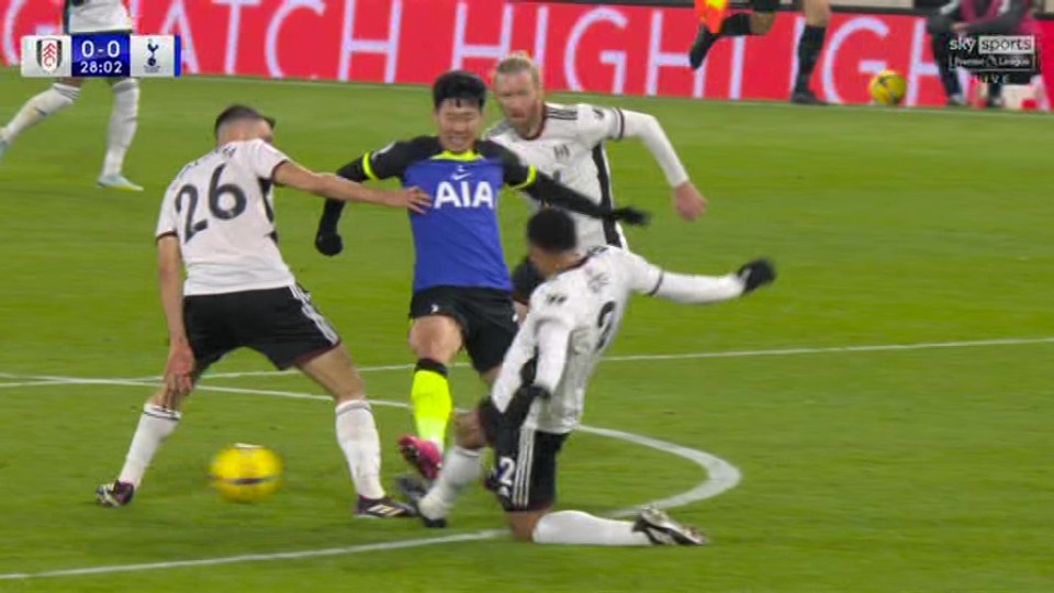 Son Heung-Min escaped a red card for a dangerous foul on Kenny Tete