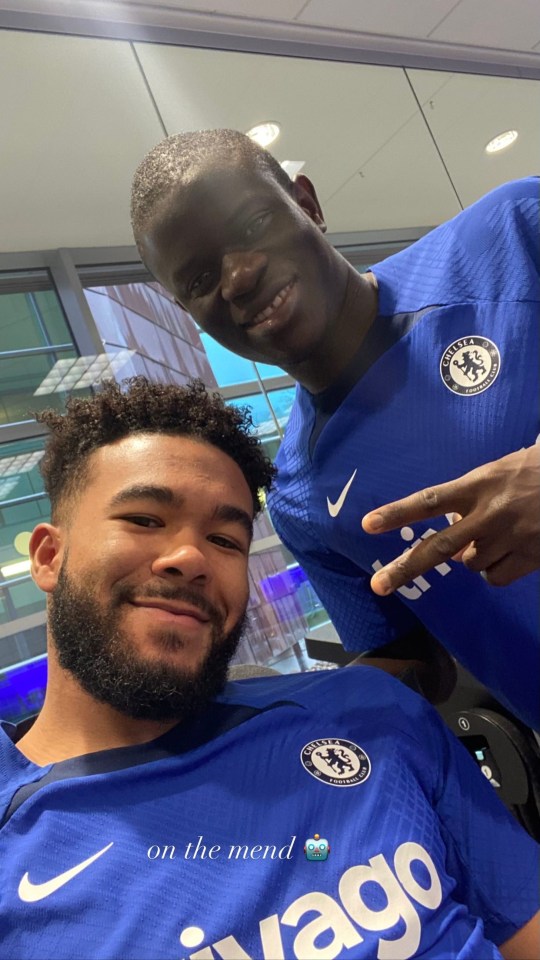 Reece James and N’Golo Kante were all smiles at Chelsea's Cobham training ground