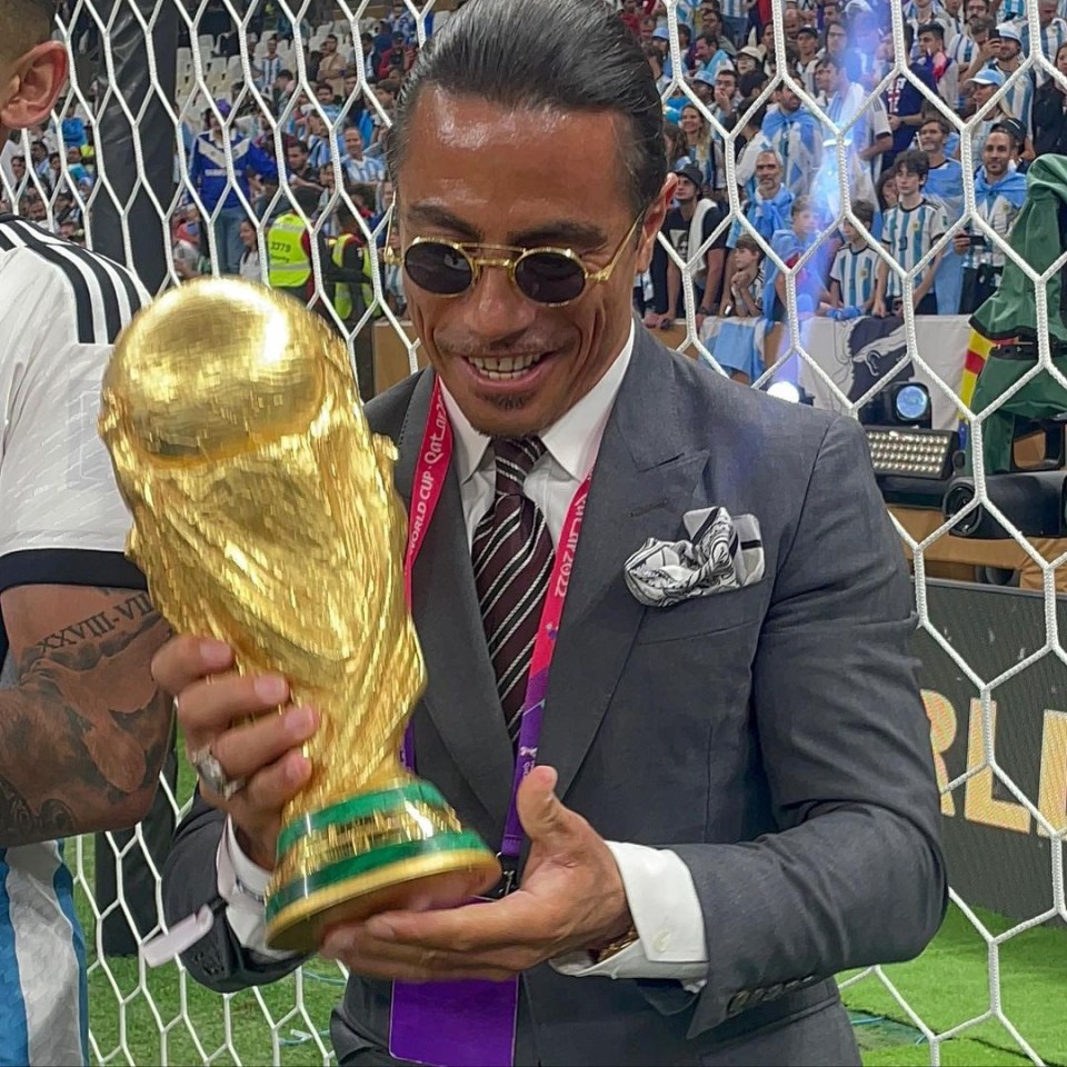 Salt Bae slammed for touching £17m 18-carat World Cup trophy breaking FIFA etiquette while posing with Argentina stars