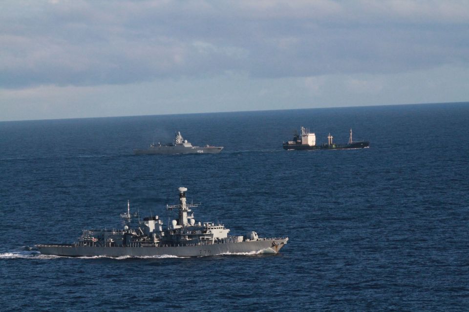 HMS Portland tracks Admiral Gorshkov and her tanker Kama