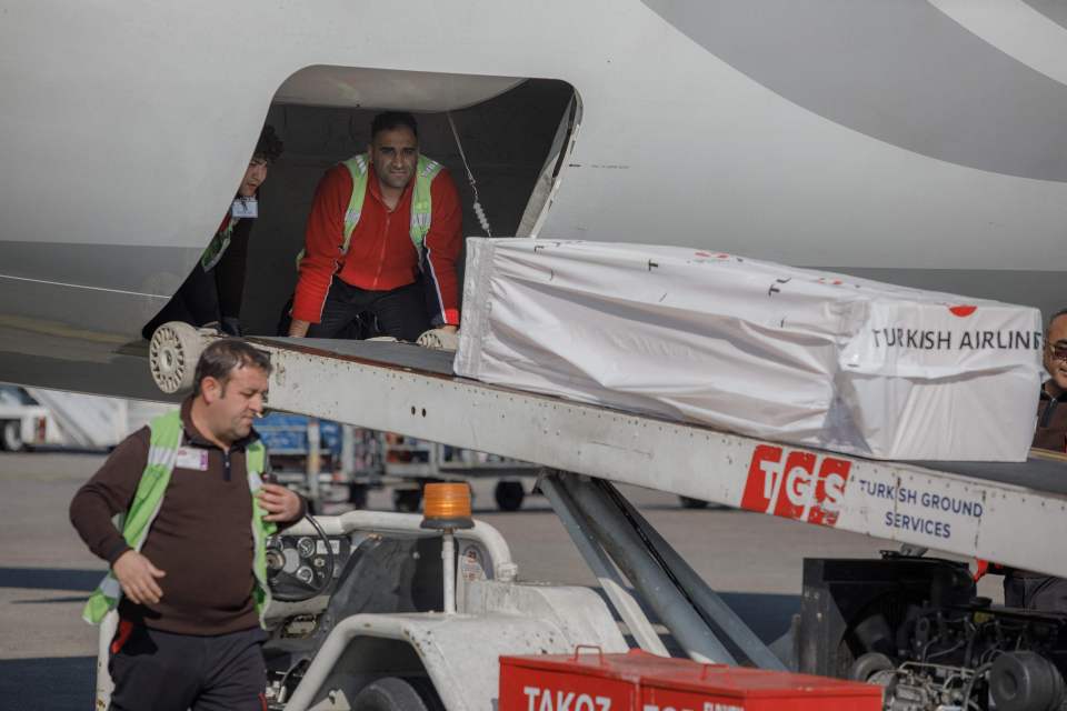 Christian Atsu's coffin is loaded into a plane bound for Ghana