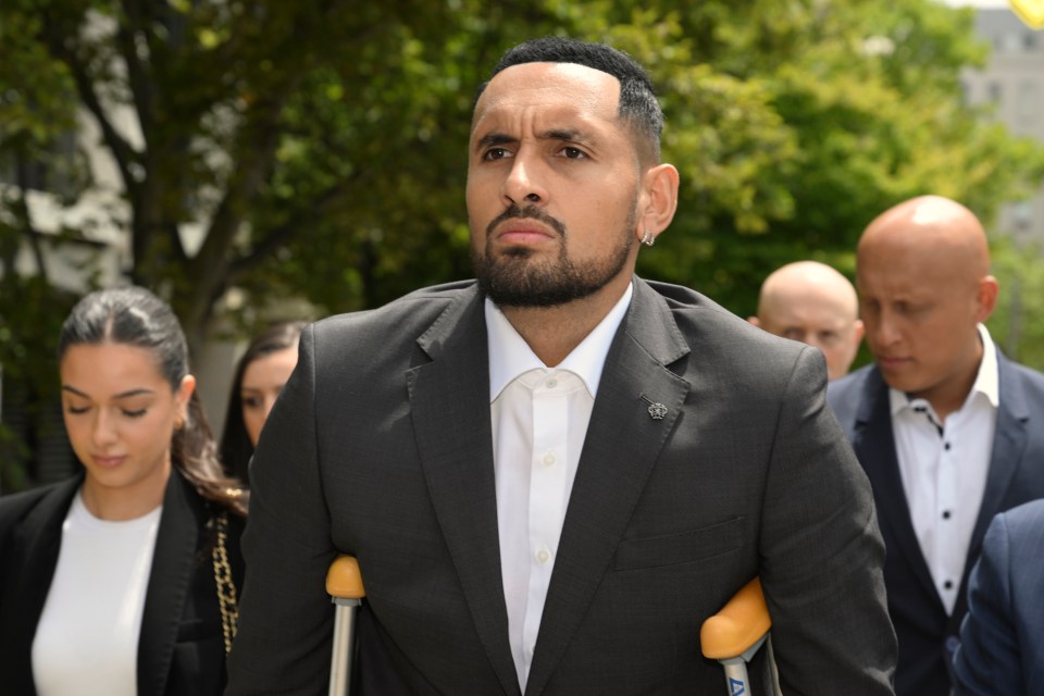 Nick Kyrgios arriving at court in Canberra on February 3