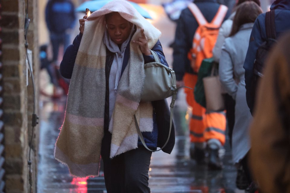 Unfortunately for this London commuter, the week of rain is set to be followed by a freezing cold snap