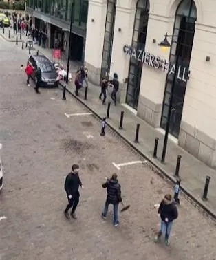 Others were seen scrapping and throwing punches at eachother
