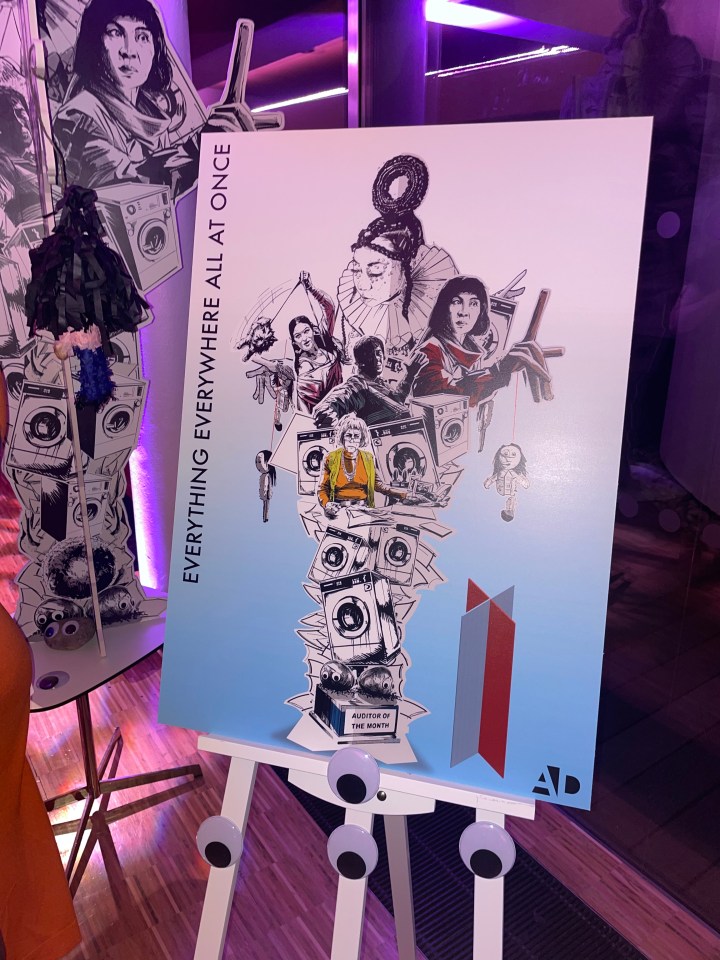 Guests will sit underneath cardboard cutouts of various items from each of the five Best Film nominees