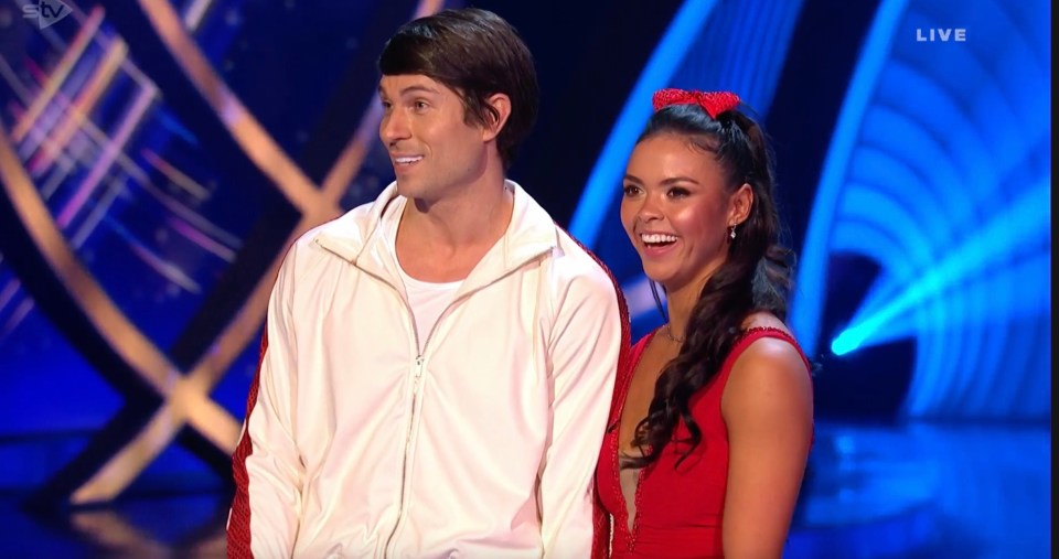 The couple joked off the kiss as they were grilled by Phillip Schofield