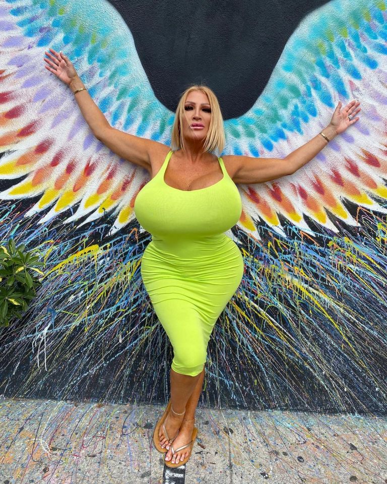 Allegra showing off her huge boobs