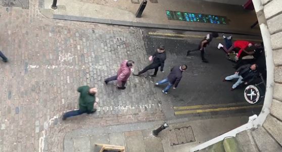 Towards the end one man appeared to be "knocked out"