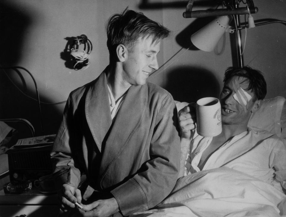 Charlton, left, after surviving the plane crash