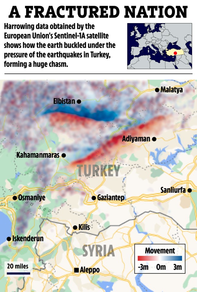 The European Space Agency's satellite technology has now been able to precisely map the trail of destruction