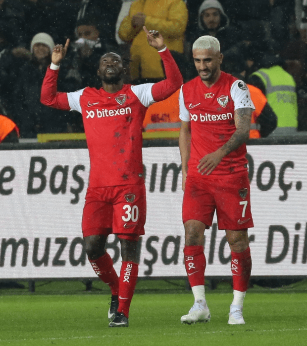The former Premier League star celebrates his final goal