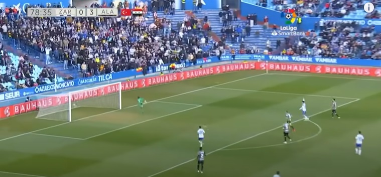 His shot flew into the top right corner