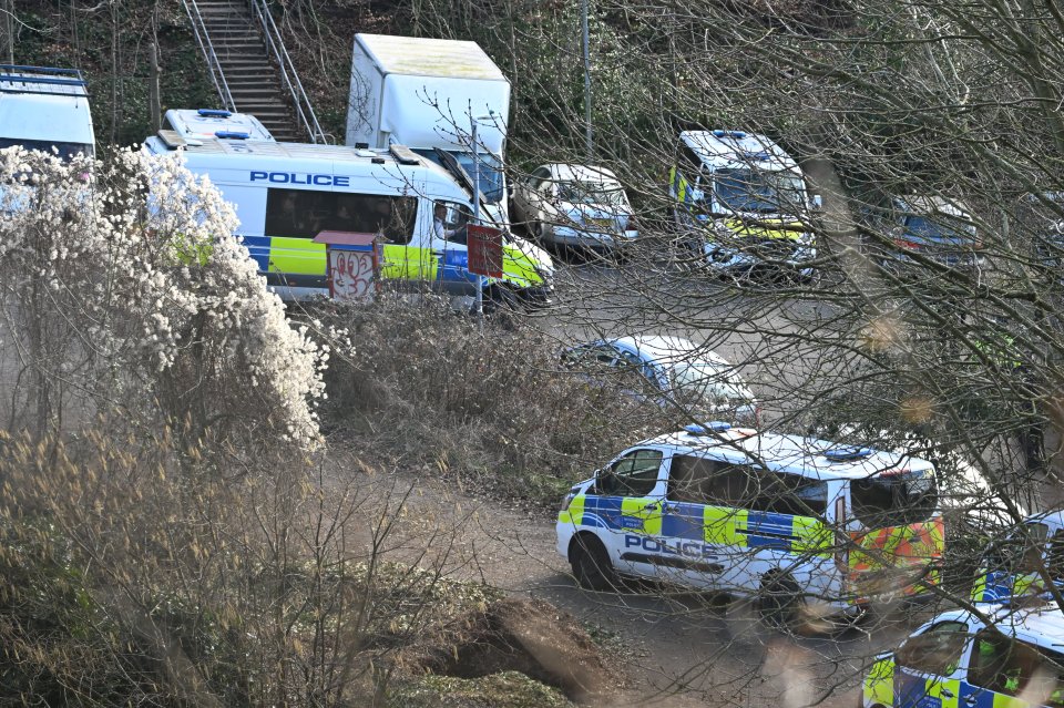 Dozens of police vehicles descended on the allotment after the pair were arrested