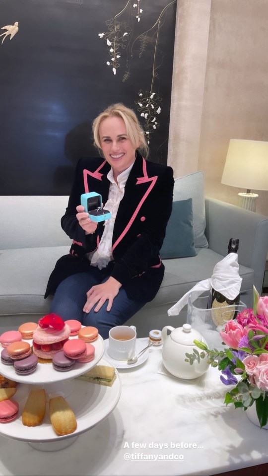 Rebel went all-out with a massive sparkling ring from Tiffany