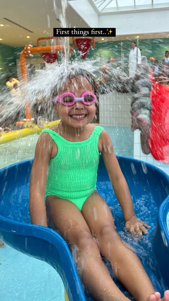 Rochelle's daughter Valentina enjoyed the adventure pool's feature