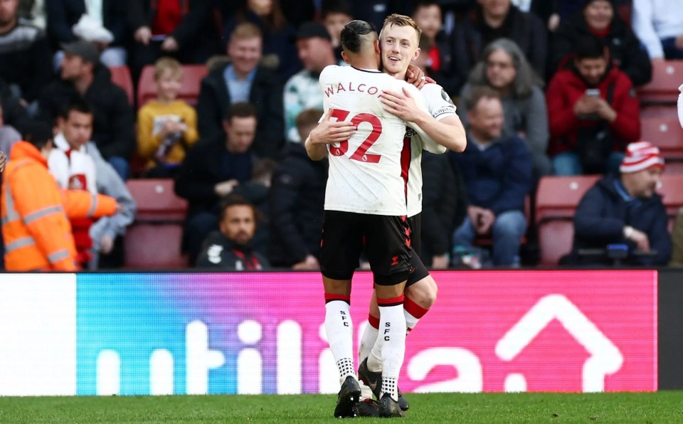 James Ward-Prowse celebrates Southampton's late equaliser