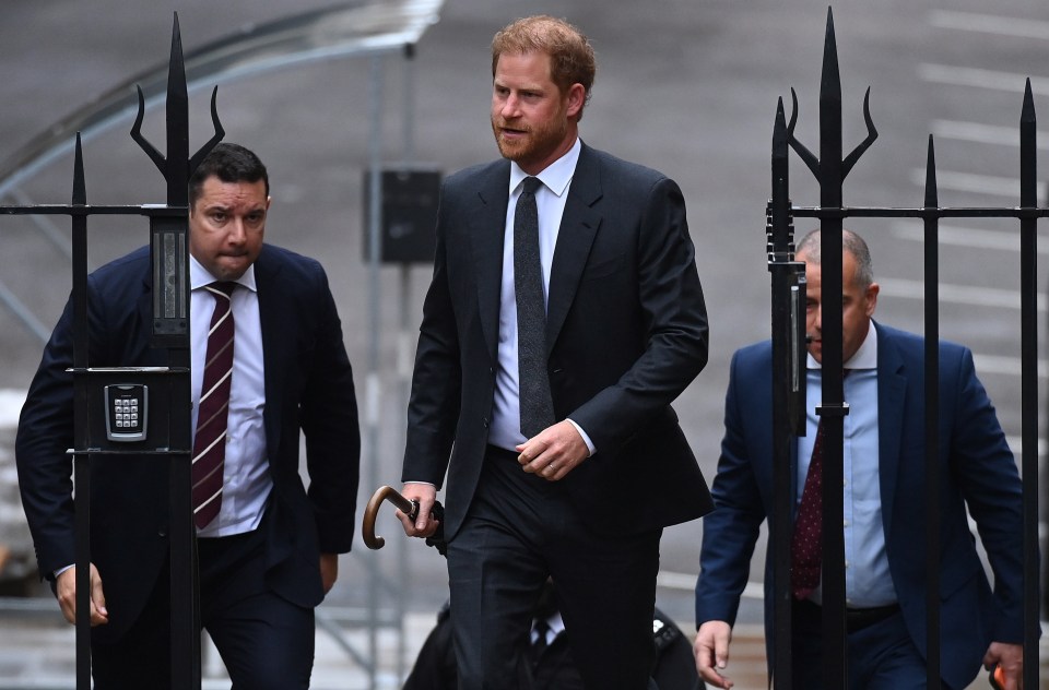 Harry turned up to court this morning flanked  by security