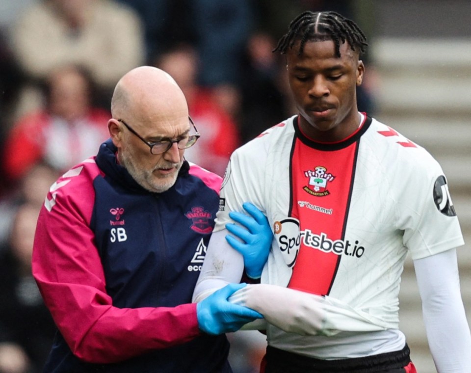 Saints' star Armel Bella-Kotchap was helped of in the opening minutes