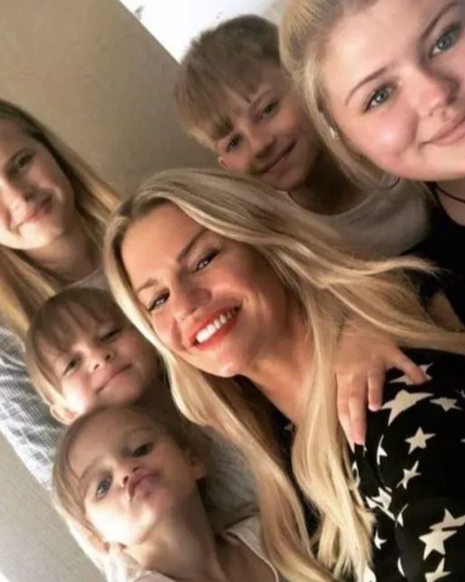 Kerry Katona with all five of her children