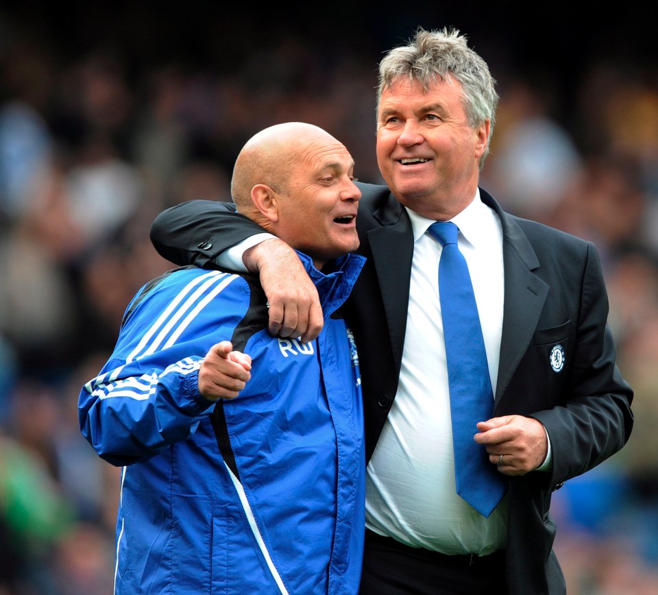 Chelsea legend Ray Wilkins pictured with former manager Guus Hiddink