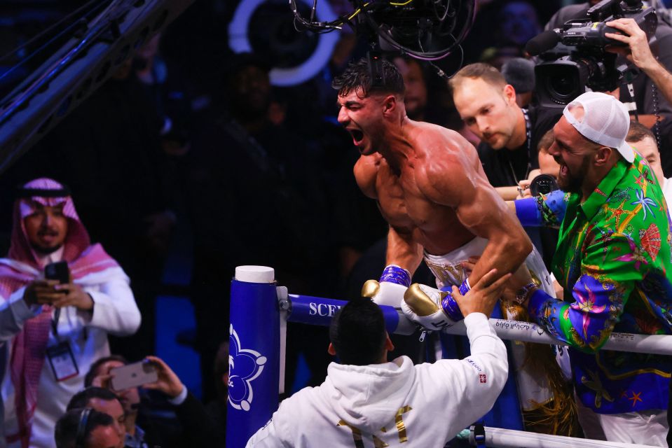 Tommy Fury was overcome with a wave of emotion after beating Jake Paul
