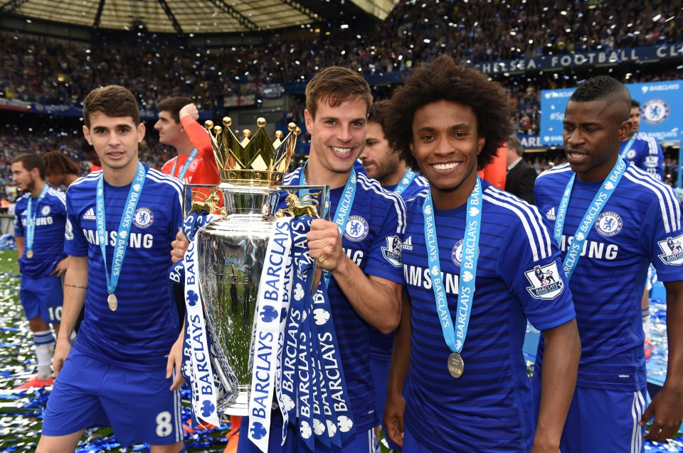 Willian won two Premier League titles with Chelsea