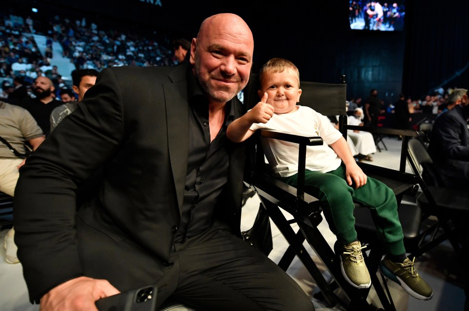 UFC president Dana White poses for a photo with Hasbulla Magomedov