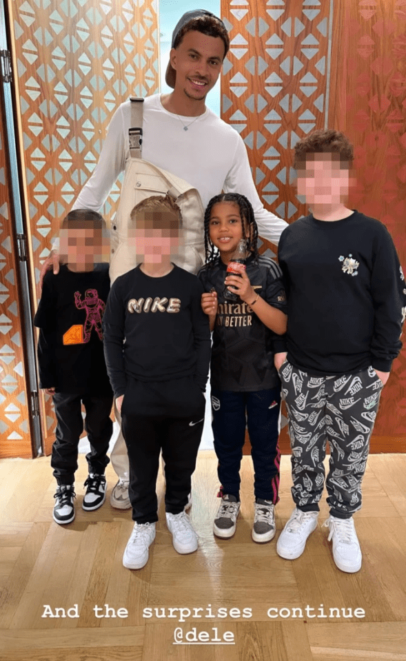 Dele had his picture taken with Kim Kardashian's seven-year-old son Saint
