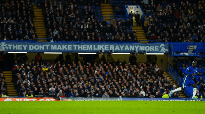 This banner has been hung at Stamford Bridge since his passing