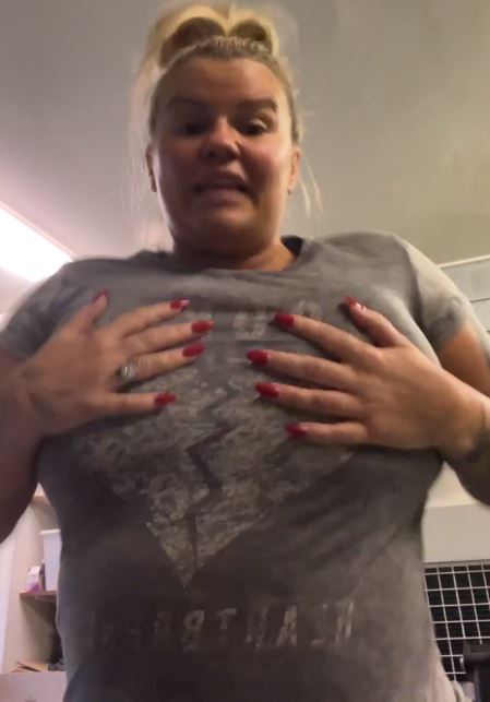Kerry Katona grabbed her boobs during the gruelling workout