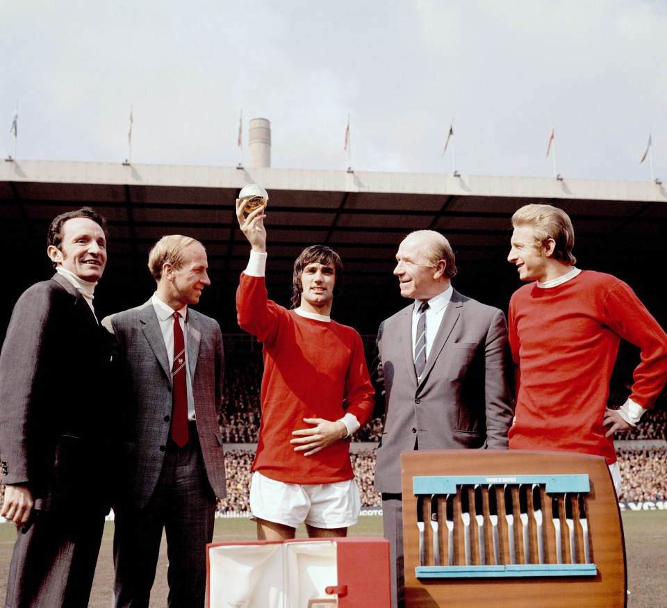 George Best, centre, and Bobby Charlton, second left, made it into the team
