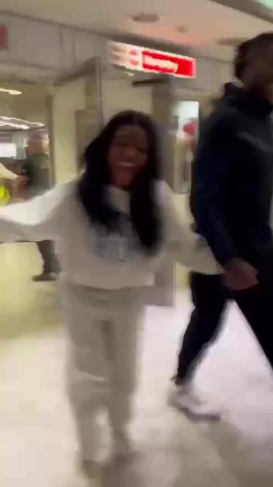 Tanya ran up to her waiting family who greeted her with cheers and screams