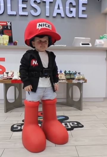 Hasbulla donned the trending Big Red Boots by MSCHF