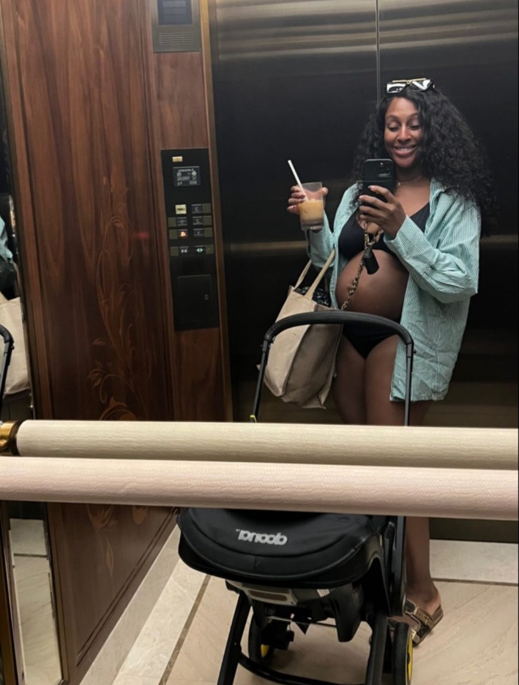 Alexandra Burke showed off her blossoming baby bump