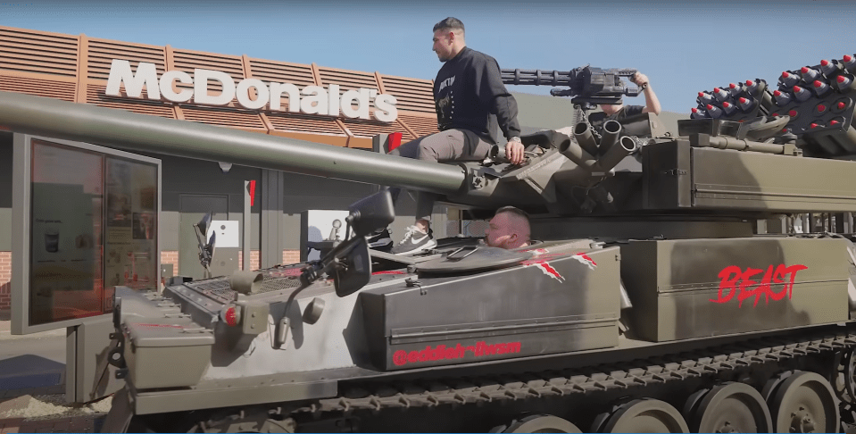 Tommy Fury takes a ride in Eddie Hall's tank