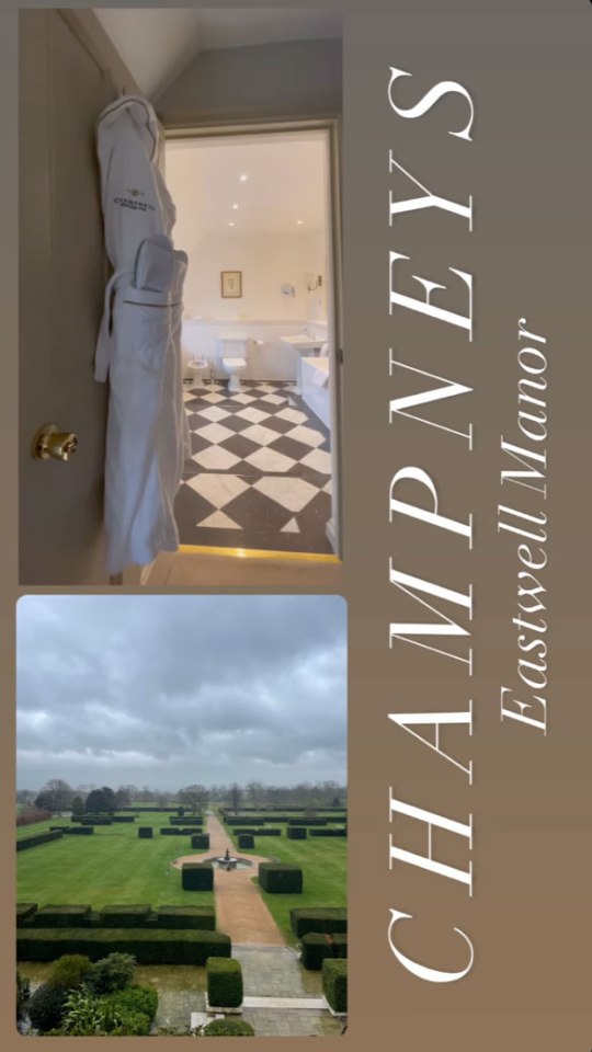 She captured a fluffy robe hanging on her bathroom door