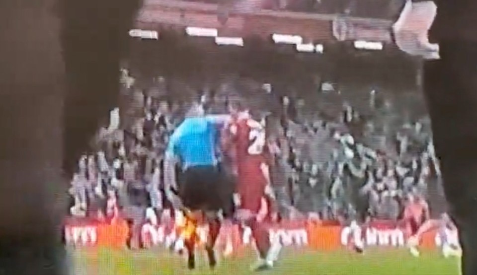 Assistant referee Constantine Hatzidakis appeared to elbow Andy Robertson