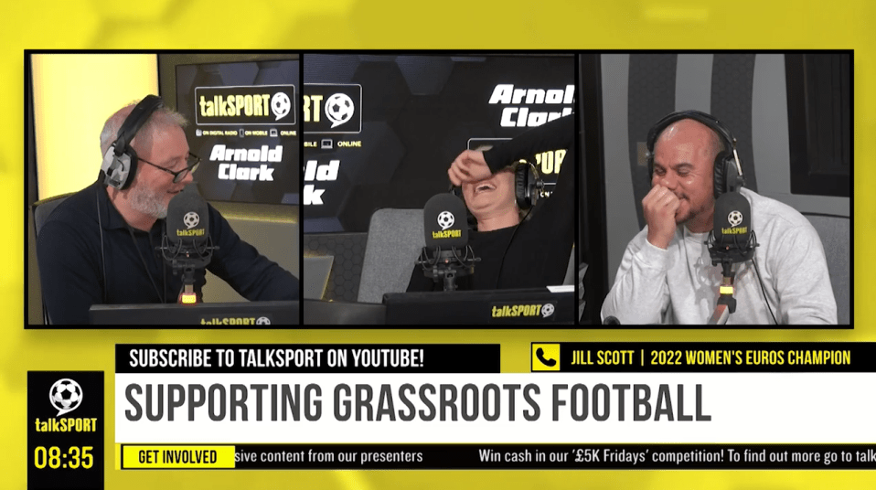 Laura Woods laughed silently on air after an embarrassed Agbonlahor realised his mistake
