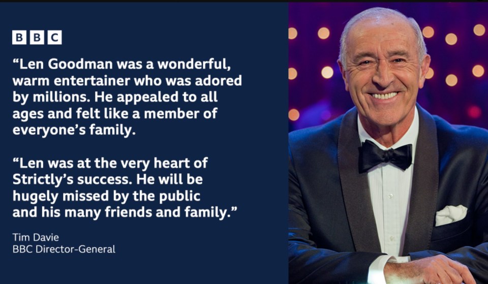 The BBC payed tribute to the Strictly judge