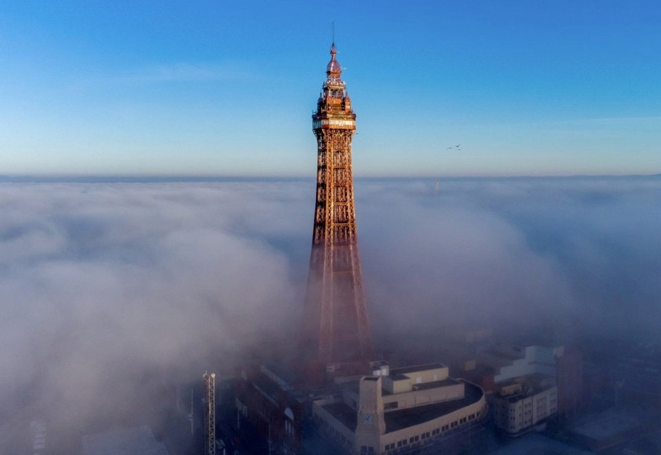 Blackpool Tower emerging from the fog